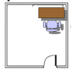 Back facing the door