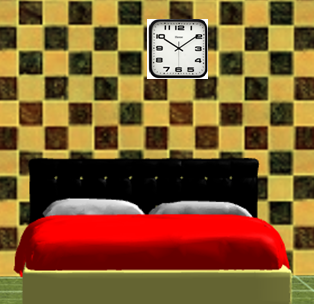 Clock above on the bedhead