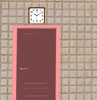 Clock above on the door