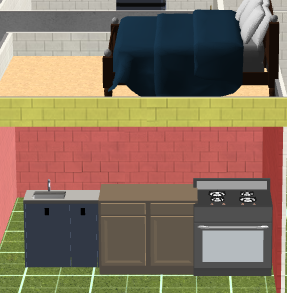 bedroom above kitchen